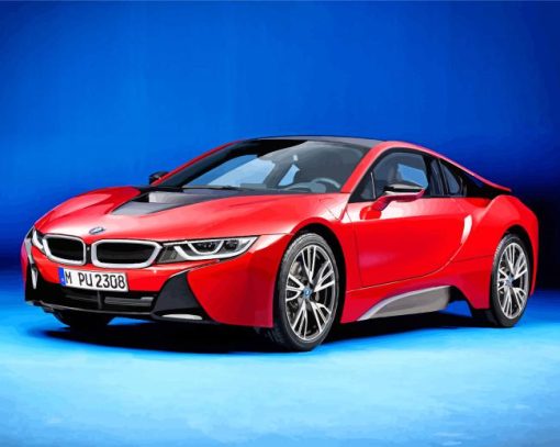 BMW i8 Red Protonic Paint By Numbers