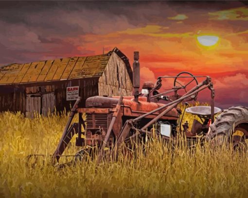 Barn Tractor Paint By Numbers