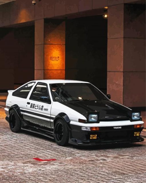 Black And White Ae86 Trueno Paint By Numbers