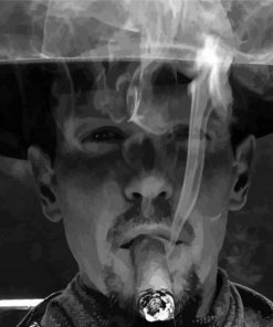 Black And White Steve Howey Smoking Cigar Paint By Numbers