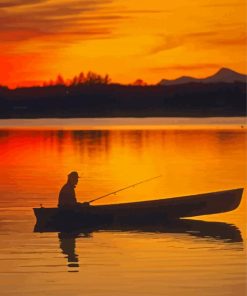 Canoe Silhouette At Sunset Paint By Numbers