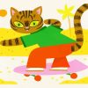 Skateboarding Cat Paint By Numbers