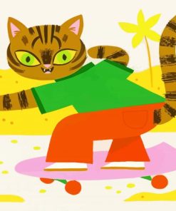 Skateboarding Cat Paint By Numbers