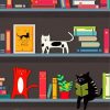 Cats On Bookshelf Art Paint By Numbers