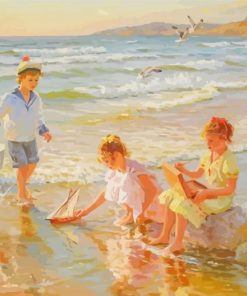 Children Playing On The Beach Paint By Numbers