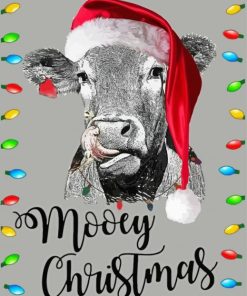 Christmas Cow Poster Paint By Numbers