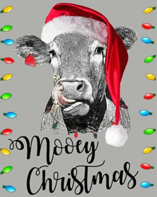 Christmas Cow Poster Paint By Numbers