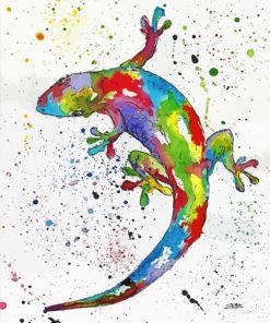 Colourful Gecko Splatter Art Paint By Numbers