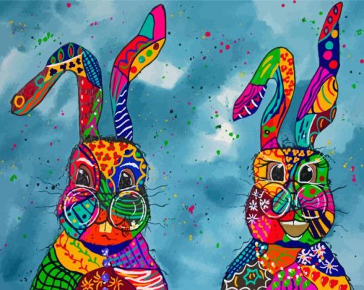 Colourful Hares Paint By Numbers