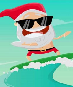 Cool Surfing Santa Paint By Numbers