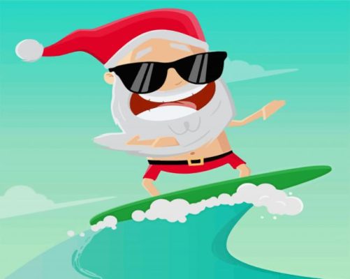 Cool Surfing Santa Paint By Numbers