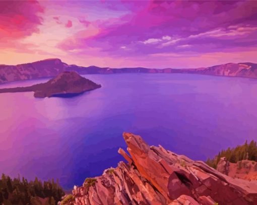 Cool Crater Lake Paint By Numbers