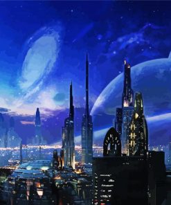 Fantasy Space City Skyline Paint By Numbers