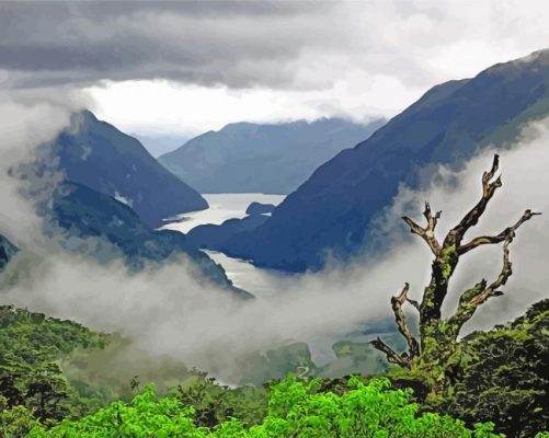 Fiordland New Zealand Landscape Paint By Numbers