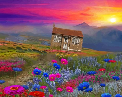 Flower And Mountains Paint By Numbers