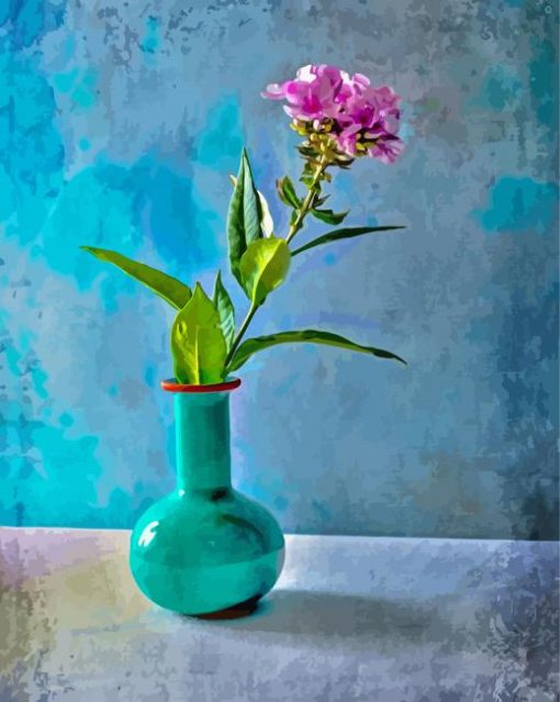 Flowers In Turquoise Vase Paint By Numbers