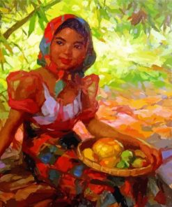 Fruit Gatherer By Fernando Amorsolo Paint By Numbers