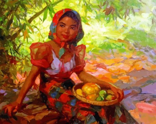 Fruit Gatherer By Fernando Amorsolo Paint By Numbers