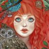 Ginger Girl With Owls Paint By Numbers