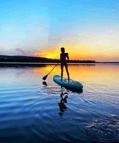 Girl On Paddle Board Silhouette Paint By Numbers