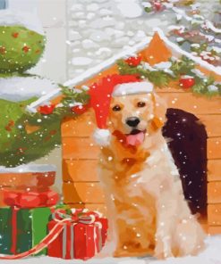 Golden Retriever Christmas Celebration Paint By Numbers