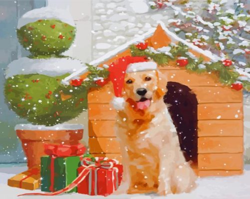 Golden Retriever Christmas Celebration Paint By Numbers