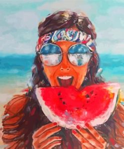 Happy Girl With Watermelon Paint By Numbers