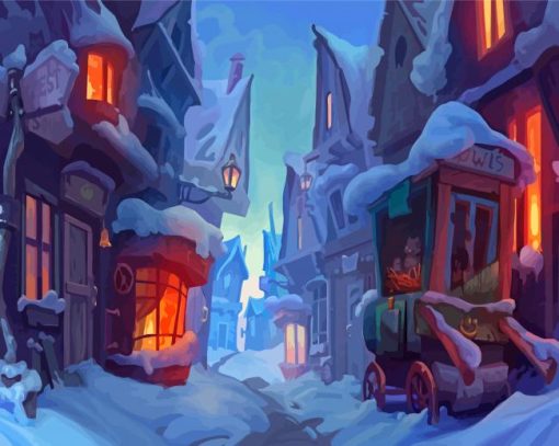 Hogsmeade In Winter Paint By Numbers