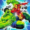 Hulk And Iron Man Fight Paint By Numbers