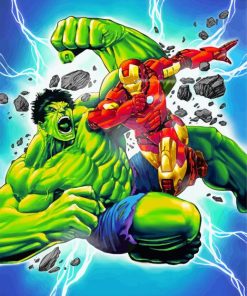 Hulk And Iron Man Fight Paint By Numbers