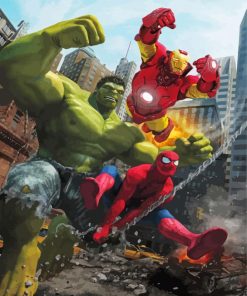 Hulk And Iron Man With Spider Man Paint By Numbers