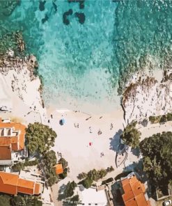 Hvar Beach Overhead View Paint By Numbers