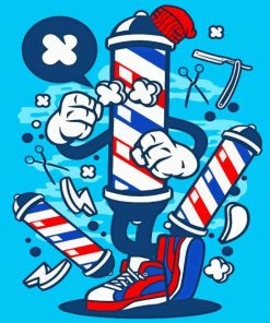 Illustration Barbershop Pole Paint By Numbers