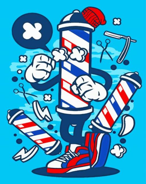 Illustration Barbershop Pole Paint By Numbers