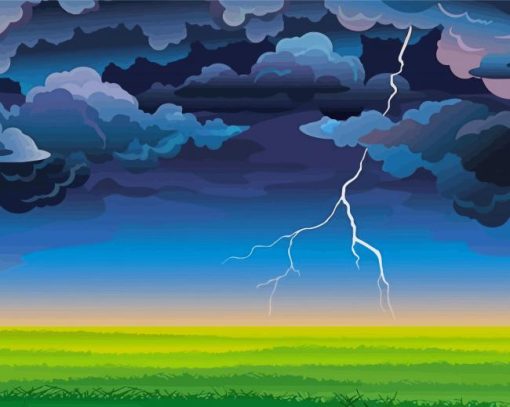 Illustration Stormy Sky Paint By Numbers