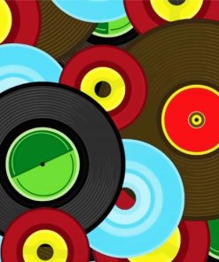 Illustration Vinyl Records Paint By Numbers