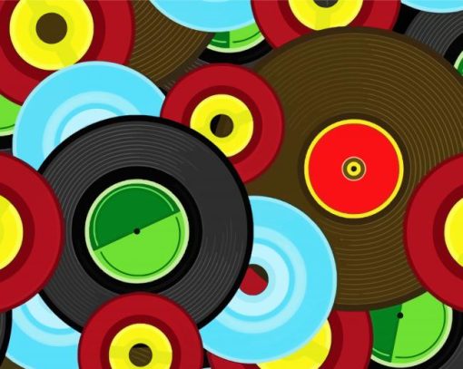 Illustration Vinyl Records Paint By Numbers