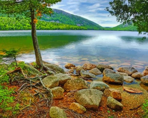 Jordan Pond Tarne In Maine Paint By Numbers