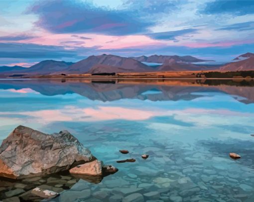 Lake Tekapo Pink Sunset Paint By Numbers