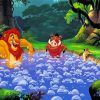 Lion King Timon And Pumbaa Taking Bath Paint By Numbers