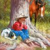 Little Cowboy And Dog Paint By Numbers