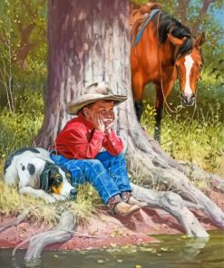 Little Cowboy And Dog Paint By Numbers