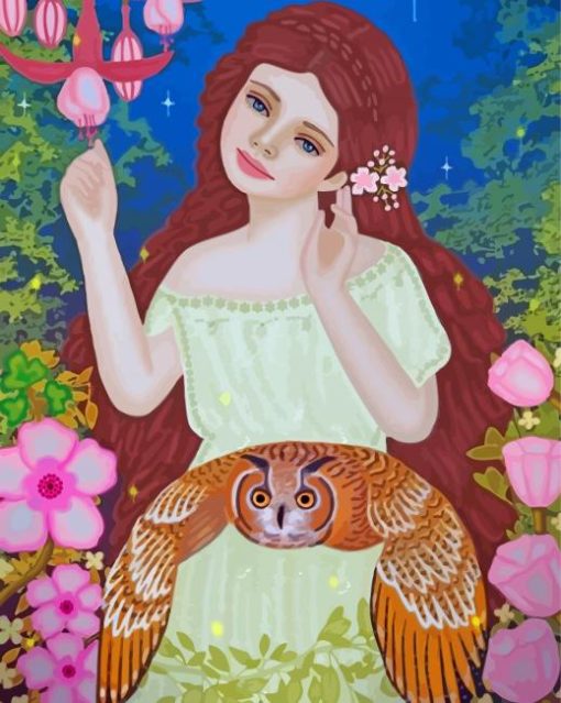 Little Girl With Owl Paint By Numbers