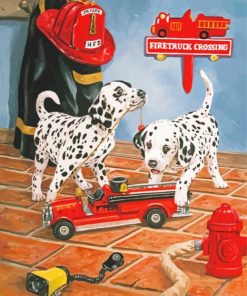 Little Dalmatians And Fire Truck Paint By Numbers