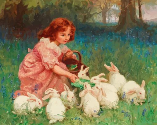 Little Girl With Rabbit Paint By Numbers