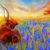 Longhorn In Texas Bluebonnets Field Paint By Numbers