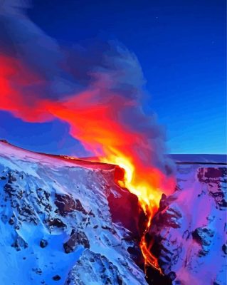 Mix Of Volcano And Snow Paint By Numbers