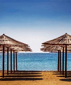 Parasols On The Beach Sand Paint By Numbers