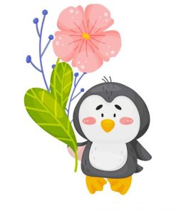 Penguin With Flower Paint By Numbers