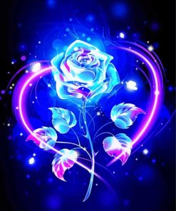 Pink Blue Glowing Rose Paint By Numbers